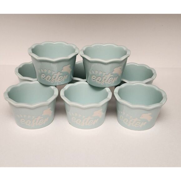 Ciroa Ramekins Happy Easter Pastel Purple Bunny Rabbit Candy Dish Stoneware New - Picture 3 of 5